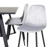 Jídelní stůl Marina - černá deska / černé nohy + jídelní židle Polar Diamond - černé nohy - šedá Velvet_6