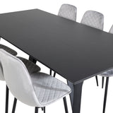 Jídelní stůl Marina - černá deska / černé nohy + jídelní židle Polar Diamond - černé nohy - šedá Velvet_6