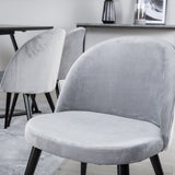 Jídelní stůl Marina - černá deska / černé nohy + sametová jídelní židle - světle šedá / černá_6