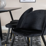 Jídelní stůl Marina - černá deska / černé nohy + sametová jídelní židle mosaz - černá / černá_6