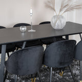 Jídelní stůl Marina - černá deska / černé nohy + sametová jídelní židle mosaz - černá / černá_6