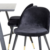 Jídelní stůl Marina - černá deska / černé nohy + sametová jídelní židle mosaz - černá / černá_6