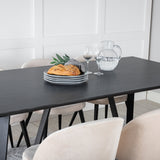 Jídelní stůl Marina - černá deska / černé nohy + sametová jídelní židle - béžová / černá_6