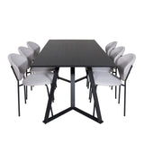 Jídelní stůl Marina - Černá deska / Černé nohy + Jídelní židle Vault - Černé nohy - Šedá látka_6