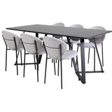 Jídelní stůl Marina - Černá deska / Černé nohy + Jídelní židle Vault - Černé nohy - Šedá látka_6