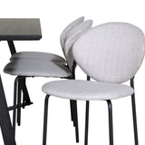 Jídelní stůl Marina - Černá deska / Černé nohy + Jídelní židle Vault - Černé nohy - Šedá látka_6