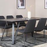 Jídelní stůl Marina - Černá deska / Černé nohy + Jídelní židle Muce - Černé nohy - Černá látka_6