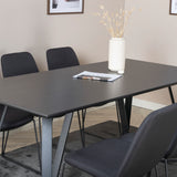 Jídelní stůl Marina - Černá deska / Černé nohy + Jídelní židle Muce - Černé nohy - Černá látka_6