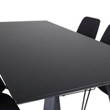 Jídelní stůl Marina - Černá deska / Černé nohy + Jídelní židle Muce - Černé nohy - Černá látka_6