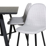 Jídelní stůl Marina - černá deska / černé nohy + jídelní židle Polar - černé nohy - světle šedá látka_6