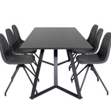 Jídelní stůl Marina - Černá deska / černé nohy + Jídelní židle Polar s funkcí Spin - černá Nohy - Černá PU - Black Stitches_6