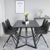 Jídelní stůl Marina - Černá deska / černé nohy + Jídelní židle Polar s funkcí Spin - černá Nohy - Černá PU - Black Stitches_6