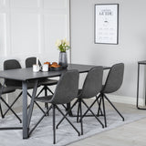 Jídelní stůl Marina - Černá deska / černé nohy + Jídelní židle Polar s funkcí Spin - černá Nohy - Černá PU - Black Stitches_6