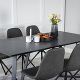 Jídelní stůl Marina - Černá deska / černé nohy + Jídelní židle Polar s funkcí Spin - černá Nohy - Černá PU - Black Stitches_6