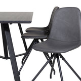 Jídelní stůl Marina - Černá deska / černé nohy + Jídelní židle Polar s funkcí Spin - černá Nohy - Černá PU - Black Stitches_6