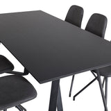 Jídelní stůl Marina - Černá deska / černé nohy + Jídelní židle Polar s funkcí Spin - černá Nohy - Černá PU - Black Stitches_6