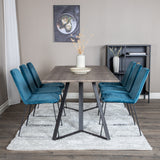 Jídelní stůl Marina - 180*90*H75 - Šedá / Černá + Muce Jídelní židle - Černé nohy - Modrá Velvet_6