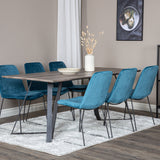 Jídelní stůl Marina - 180*90*H75 - Šedá / Černá + Muce Jídelní židle - Černé nohy - Modrá Velvet_6