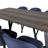 Jídelní stůl Marina - 180*90*H75 - Šedá / Černá + Sametová jídelní židle - Černé nohy - Modrá látka_6