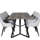 Jídelní stůl Marina - 180*90*H75 - Šedá / Černá+Plaza Jídelní židle - Černé nohy - Světle šedá Fabric_6