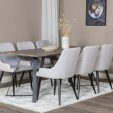 Jídelní stůl Marina - 180*90*H75 - Šedá / Černá+Plaza Jídelní židle - Černé nohy - Světle šedá Fabric_6