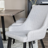 Jídelní stůl Marina - 180*90*H75 - Šedá / Černá+Plaza Jídelní židle - Černé nohy - Světle šedá Fabric_6
