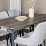 Jídelní stůl Marina - 180*90*H75 - Šedá / Černá+Plaza Jídelní židle - Černé nohy - Světle šedá Fabric_6