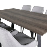 Jídelní stůl Marina - 180*90*H75 - Šedá / Černá+Plaza Jídelní židle - Černé nohy - Světle šedá Fabric_6