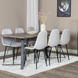 Jídelní stůl Marina - 180*90*H75 - Šedá / Černá + Polar Diamond Jídelní židle - Černé nohy - Šedá látka_6