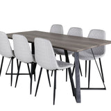 Jídelní stůl Marina - 180*90*H75 - Šedá / Černá + Polar Diamond Jídelní židle - Černé nohy - Šedá látka_6