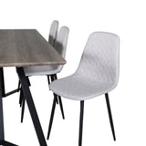 Jídelní stůl Marina - 180*90*H75 - Šedá / Černá + Polar Diamond Jídelní židle - Černé nohy - Šedá látka_6