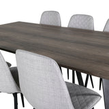 Jídelní stůl Marina - 180*90*H75 - Šedá / Černá + Polar Diamond Jídelní židle - Černé nohy - Šedá látka_6