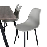 Jídelní stůl Marina - 180*90*H75 - Šedá / Černá+Polar Plastová jídelní židle - Černé nohy / Šedá Plast_6