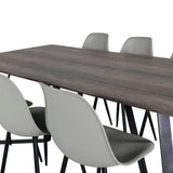 Jídelní stůl Marina - 180*90*H75 - Šedá / Černá+Polar Plastová jídelní židle - Černé nohy / Šedá Plast_6