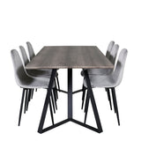 Jídelní stůl Marina - 180*90*H75 - Šedá / Černá + Polar Diamond Jídelní židle - Černé nohy - Šedá Velvet_6