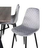 Jídelní stůl Marina - 180*90*H75 - Šedá / Černá + Polar Diamond Jídelní židle - Černé nohy - Šedá Velvet_6