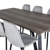 Jídelní stůl Marina - 180*90*H75 - Šedá / Černá + Polar Diamond Jídelní židle - Černé nohy - Šedá Velvet_6