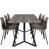 Jídelní stůl Marina - 180*90*H75 - Šedá / Černá+Arktická jídelní židle - Černé nohy - Khaki Plast_6