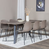 Jídelní stůl Marina - 180*90*H75 - Šedá / Černá+Arktická jídelní židle - Černé nohy - Khaki Plast_6