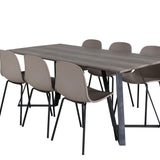 Jídelní stůl Marina - 180*90*H75 - Šedá / Černá+Arktická jídelní židle - Černé nohy - Khaki Plast_6