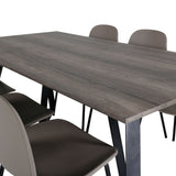 Jídelní stůl Marina - 180*90*H75 - Šedá / Černá+Arktická jídelní židle - Černé nohy - Khaki Plast_6