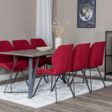 Jídelní stůl Marina - 180*90*H75 - Šedá / Černá + Jídelní židle Gemma - Černé nohy - Červená látka_6