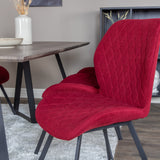 Jídelní stůl Marina - 180*90*H75 - Šedá / Černá + Jídelní židle Gemma - Černé nohy - Červená látka_6