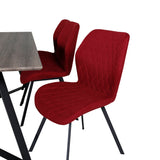 Jídelní stůl Marina - 180*90*H75 - Šedá / Černá + Jídelní židle Gemma - Černé nohy - Červená látka_6