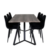 Jídelní stůl Marina - 180*90*H75 - Šedá / Černá + Polar Diamond Jídelní židle - Černé nohy - Black Velvet_6