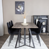 Jídelní stůl Marina - 180*90*H75 - Šedá / Černá + Polar Diamond Jídelní židle - Černé nohy - Black Velvet_6