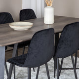 Jídelní stůl Marina - 180*90*H75 - Šedá / Černá + Polar Diamond Jídelní židle - Černé nohy - Black Velvet_6