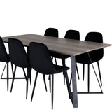 Jídelní stůl Marina - 180*90*H75 - Šedá / Černá + Polar Diamond Jídelní židle - Černé nohy - Black Velvet_6