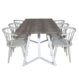 Jídelní stůl Marina - šedý "dub" / bílé nohy + jídelní židle Bobby Windsor - Grey_6