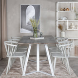 Jídelní stůl Marina - šedý "dub" / bílé nohy + jídelní židle Bobby Windsor - Grey_6